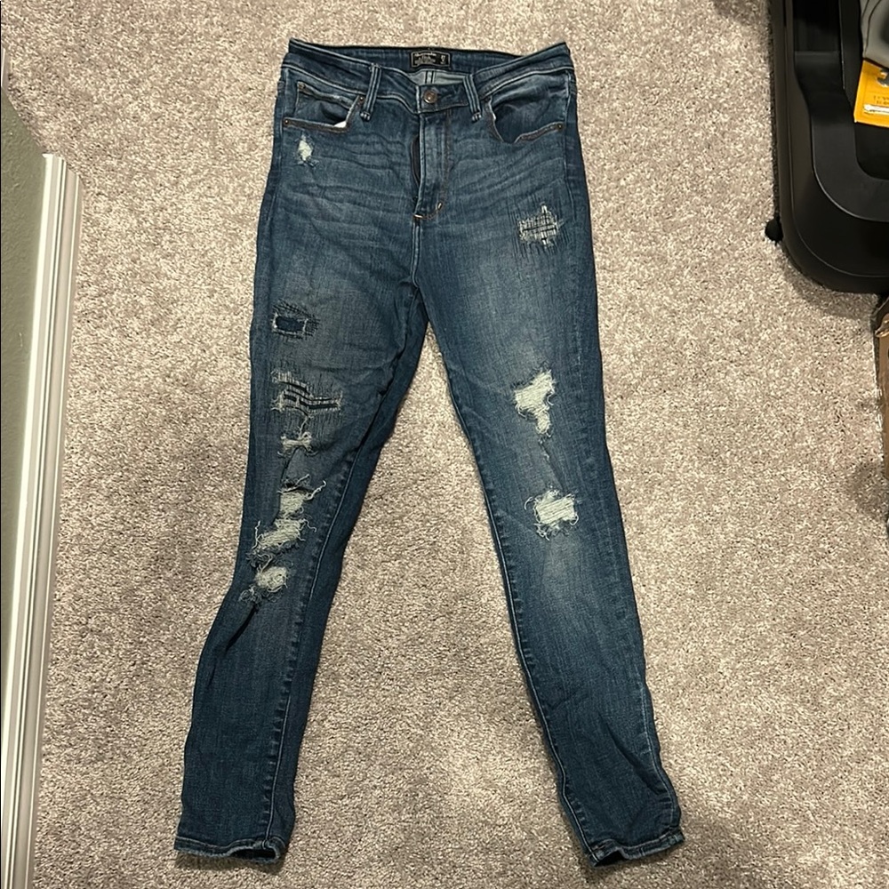 Women's Blue Distressed Jeans